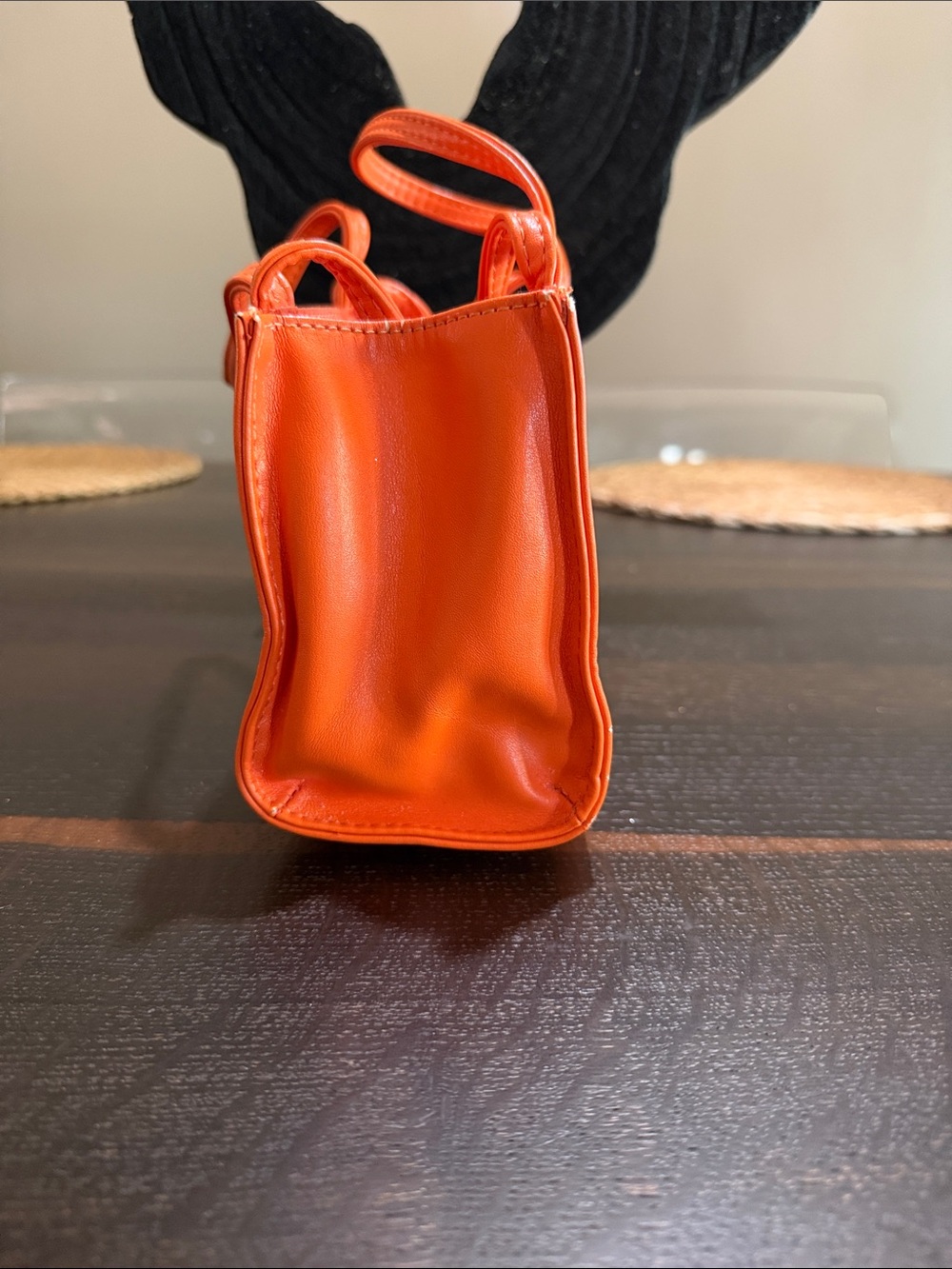 Telfar Orange Mini Shopping Bag with Embossed Logo - Picture 2 of 11